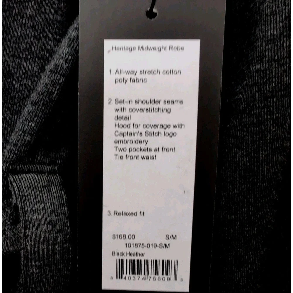 Rhone Hooded Belted Wrap Robe Mens Size S/M Black Heather Midweight NEW NWT $168 - Picture 8 of 10